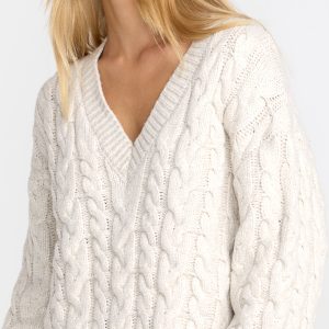 Cable V Neck Sweater